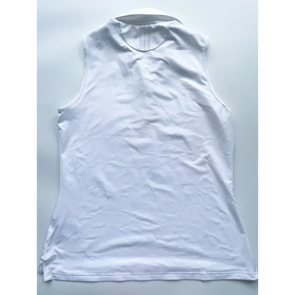 Women's Adidas Golf White Sleeveless Polo Shirt Size Large - Picture 6 of 8